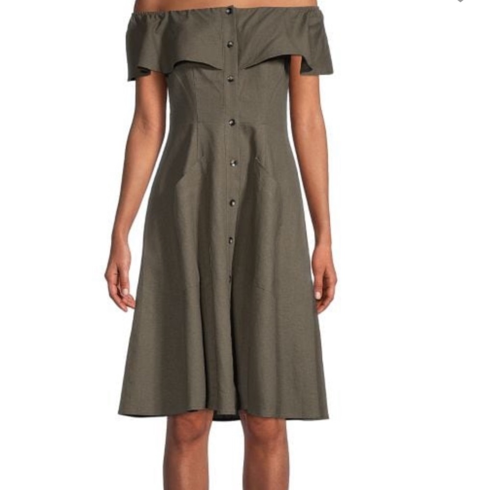 Olive Green Casual Midi Dress